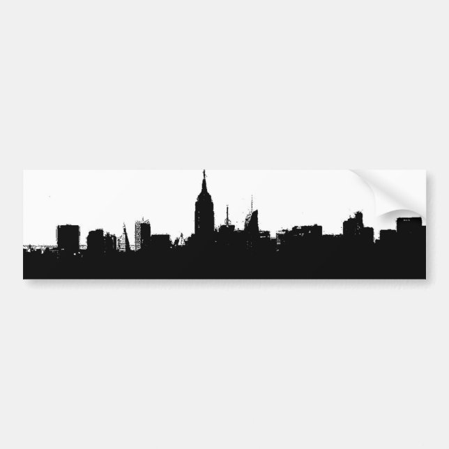 New York City Skyline Silhouette Bumper Sticker Bildekal (Framsidan)