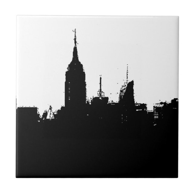 New York City Skyline Silhouette Square Tile Kakelplatta (Framsidan)
