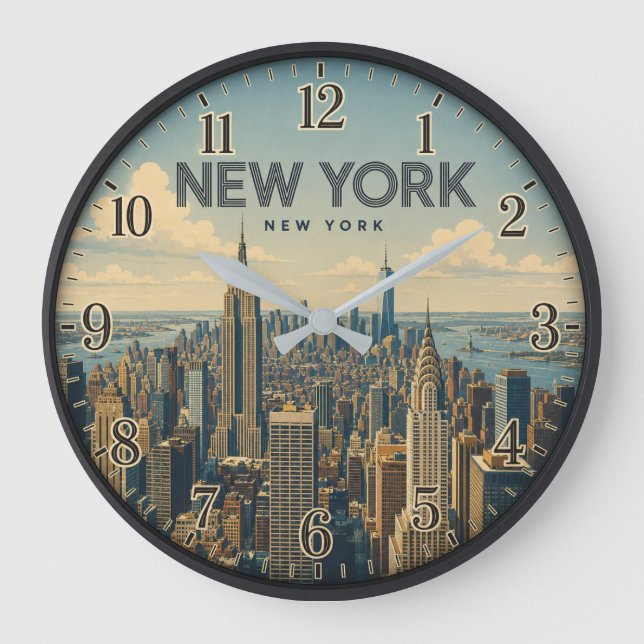 New York City Skyline Stor Klocka (Framsida)