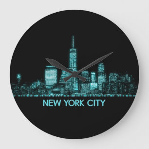 New York City Skyline Stor Klocka
