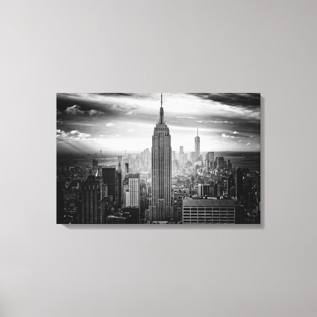 New York City Skyline svart och vitt Canvastryck (Framsida)