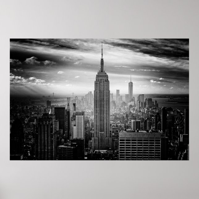 New York City Skyline svart och vitt Poster (Framsidan)