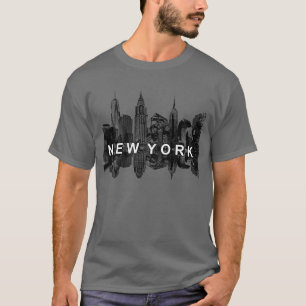 New York City skyline svart T Shirt