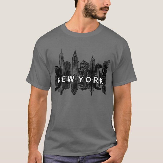 New York City skyline svart T Shirt (Framsida)