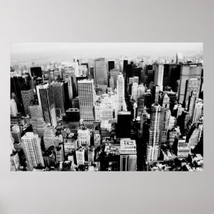 New York City Skyline svartvit bild Poster