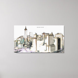 New york City Skyline Teckning Canvastryck