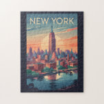 New York City Skyline Travel Art Vintage Pussel<br><div class="desc">Färgdesign för New York-reflektor. Från Times Square och Central Park till Frihetsgudinnan och Broadway erbjuder NYC en oförglömlig blandning av kultur,  historia,  underhållning och innovation.</div>