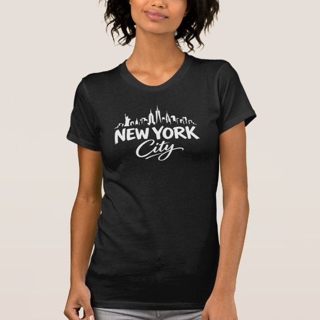 New York City Skyline Typografi T-Shirt (Framsida)