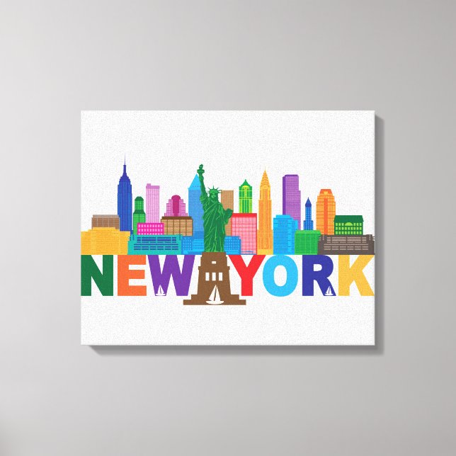 New York City Skyline Typography Canvastryck (Framsida)