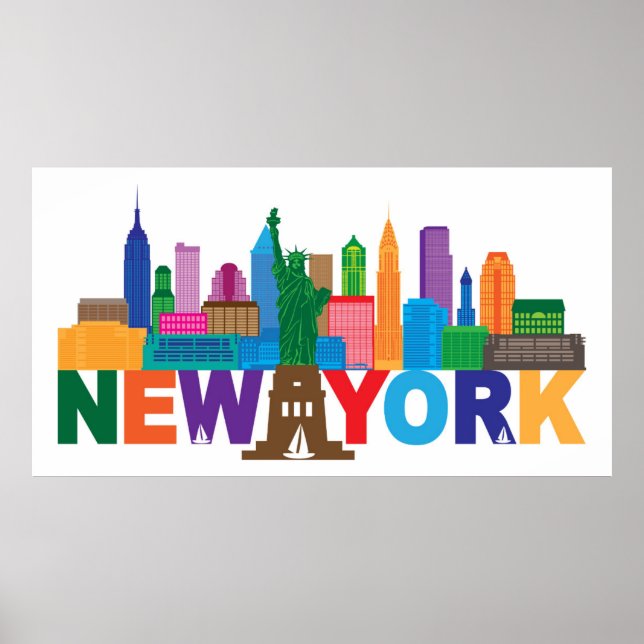New York City Skyline Typography Poster (Framsidan)