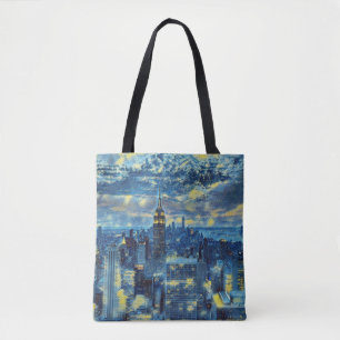 New York City Skyline Van Gogh Starry Night Art Tygkasse