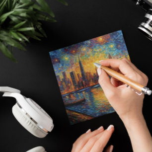 New York City Skyline van Gogh stil Anteckningskort
