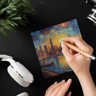 New York City Skyline van Gogh stil Anteckningskort