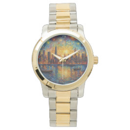 New York City Skyline van Gogh stil Armbandsur