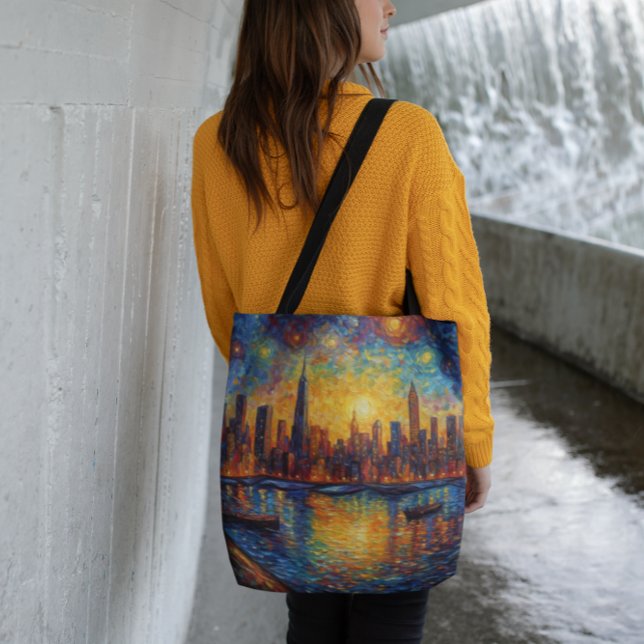 New York City Skyline van Gogh stil Axelväska (Skapare uppladdad)