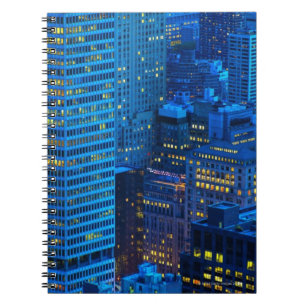 New York City Skyline vid Sunset Anteckningsbok Med Spiral