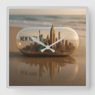 New York City Skyline Wall Clock Fyrkantig Klocka