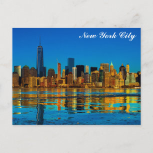 New York City Skyline Watercolor Illustration Vykort