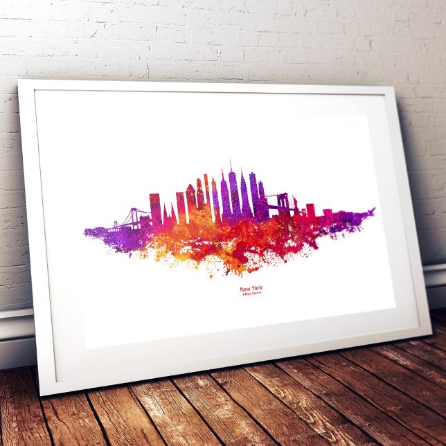 New York City Skyline Watercolor på White Fototryck (Skapare uppladdad)
