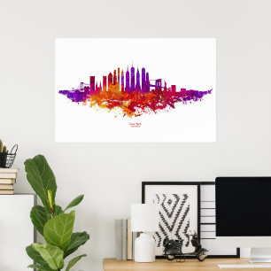 New York City Skyline Watercolor på White Poster