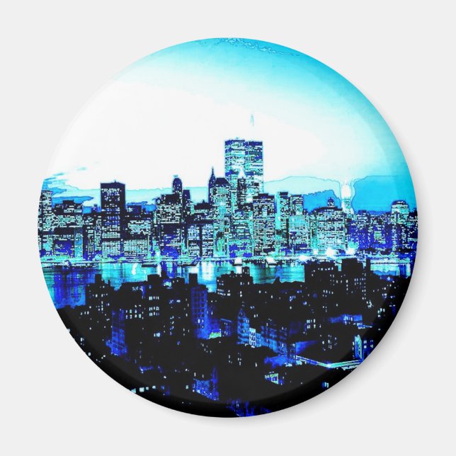 New York City-Skyscraper på natten Magnet (Framsidan)