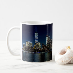 New York City Skyscraper Torn Natt USA Amerika Kaffemugg