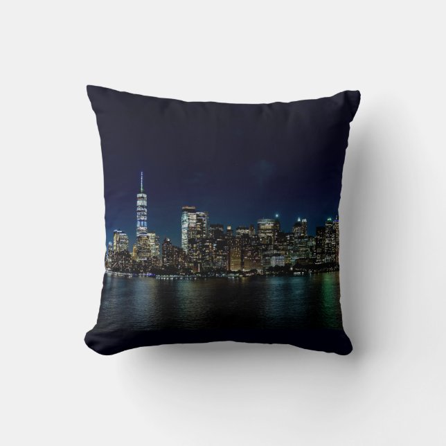 New York City Skyscraper Torn Night USA Amerika Kudde (Framsida)