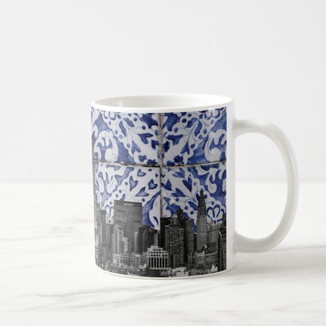 New York City Skyscrapers Möt portugisiska plattor Kaffemugg (Höger)