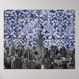 New York City Skyscrapers Möt portugisiska plattor Poster