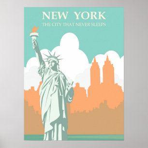 New York City Sleeps aldrig Vintage Poster