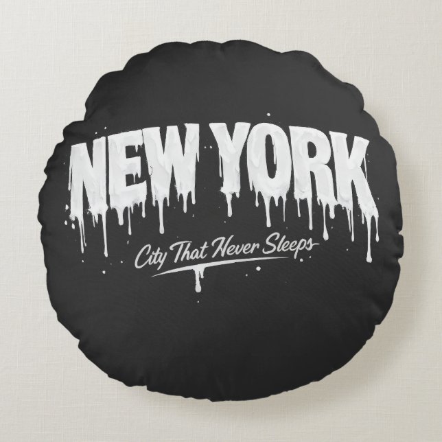 New York City som aldrig sover Rund Kudde (Framsidan)
