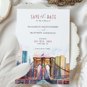 New York City Spara-the-Date Brooklyn Bridge Inbjudningar