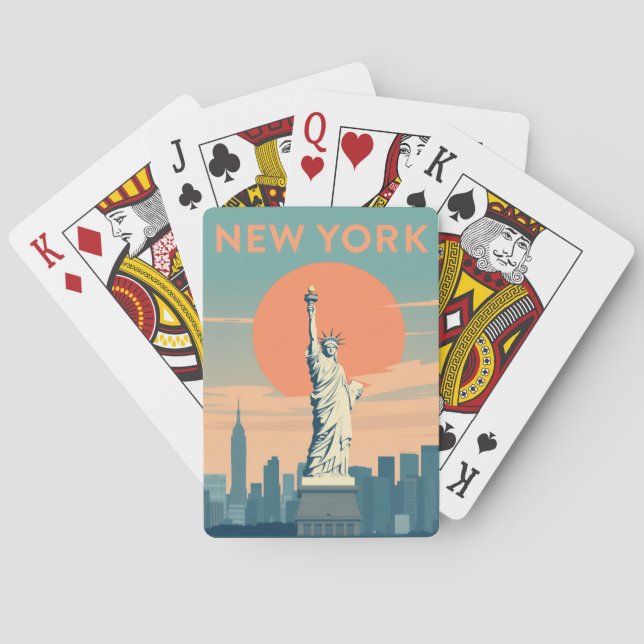 New York City spelkort vintage resa (Baksidan)