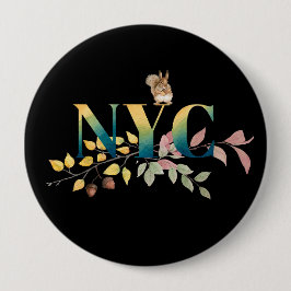 New York City & Squirrel Colorful Button Knapp