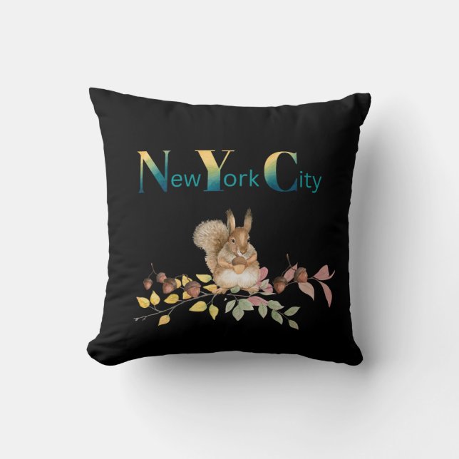 New York City Squirrel Dekorativ kudde (Framsida)