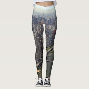 New York City Stadssiluett Flod Manhattan NYC Urba Leggings