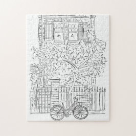 New York City Stoop Black and White Jigszle Puzzle Pussel