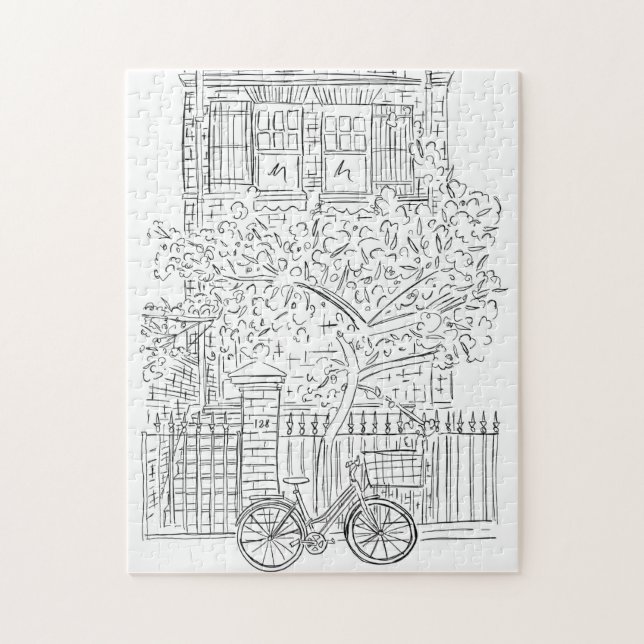 New York City Stoop Black and White Jigszle Puzzle Pussel (Vertikal)