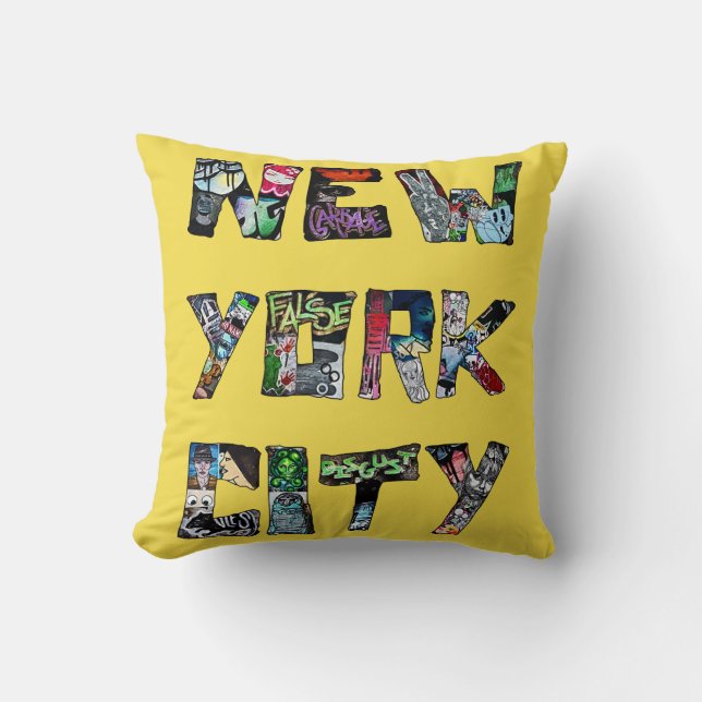 New York City Street Art Throw Cushion Kudde (Framsida)