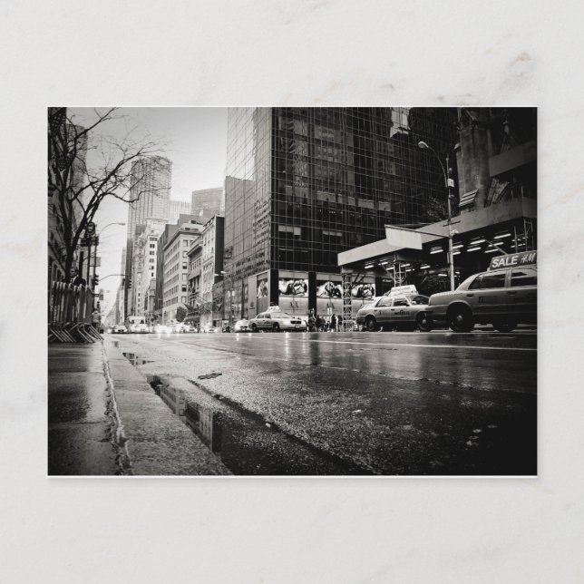 New York City Street i Rain Vykort (Framsida)