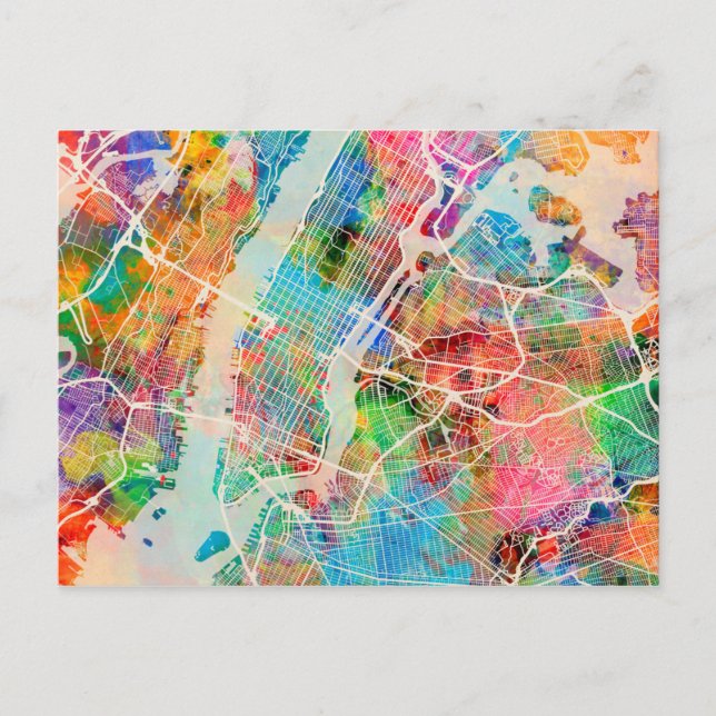 New York City Street Karta Vykort (Framsida)