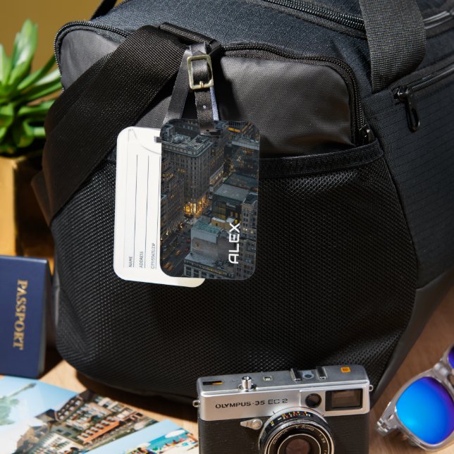 New York City Street på natten - Urban Ljus Bagagebricka (Framsida & Baksida)