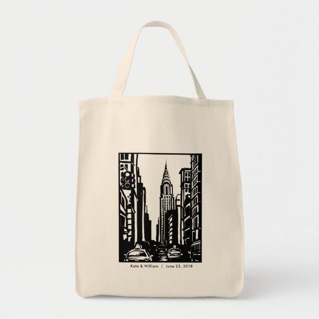 New York City Street Tote Bag Tygkasse (Framsidan)
