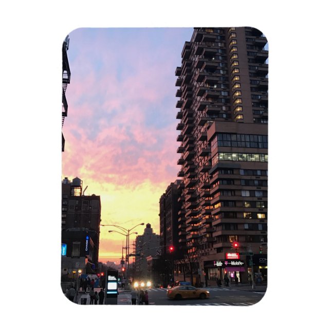 New York City Sunset Upper Väster Side Byggnad NYC Magnet (Vertikal)