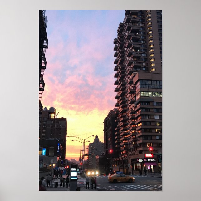 New York City Sunset Upper Väster Side Byggnad NYC Poster (Framsidan)