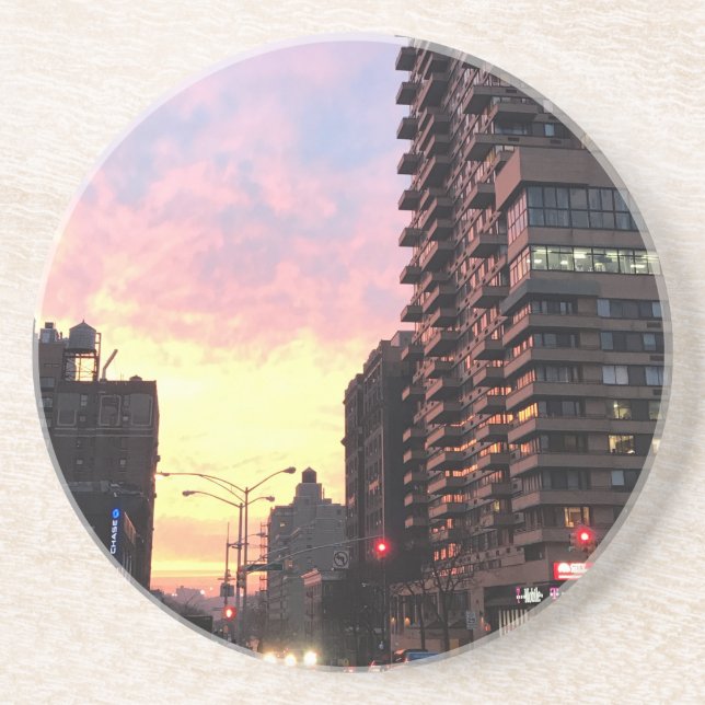 New York City Sunset Upper Väster Side Byggnad NYC Underlägg (Framsidan)
