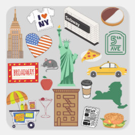 New York City Symboler Fyrkantigt Klistermärke