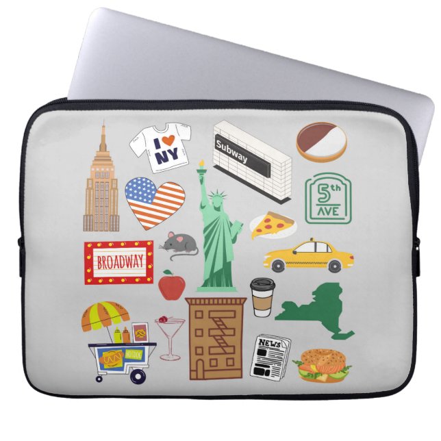 New York City Symboler Laptop Fodral (Framsidan)