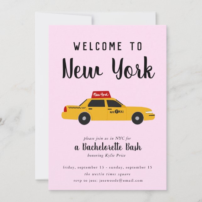 New York City Taxi Bachelorette Party-inbjudan Inbjudningar (Framsida)