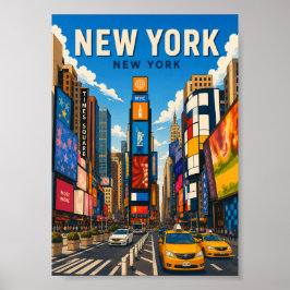 New York City Times Square Livlig Gatuvy Poster